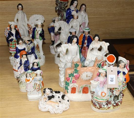 A collection of Staffordshire figures